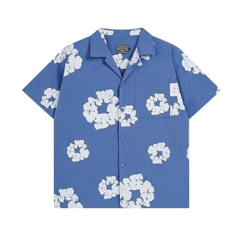 Hawaiian Lily Tropical Floral Print Men's Button-Down Short Sleeve Shirt