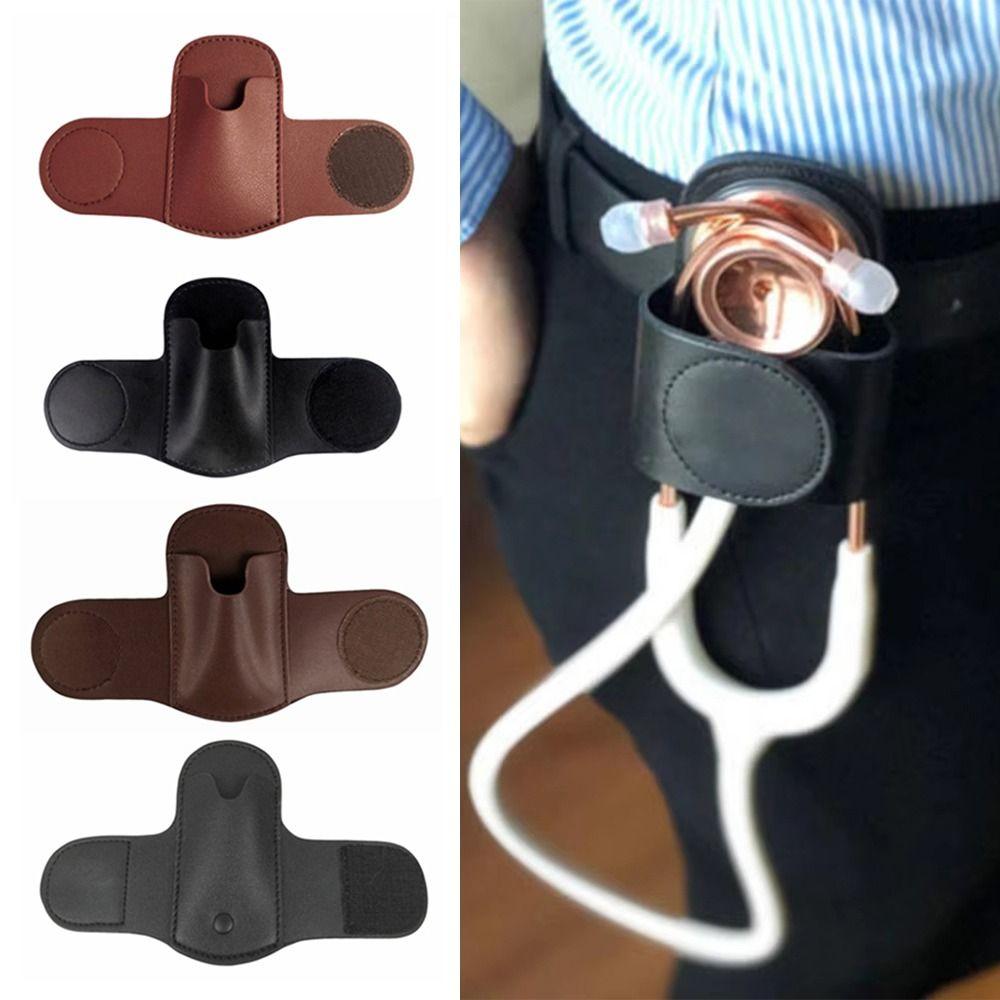 Hook Loop Closure Stethoscope Holder Clip PU Leather Durable Stethoscope Holder Compact Magnetic Holder Stethoscope Carry Case