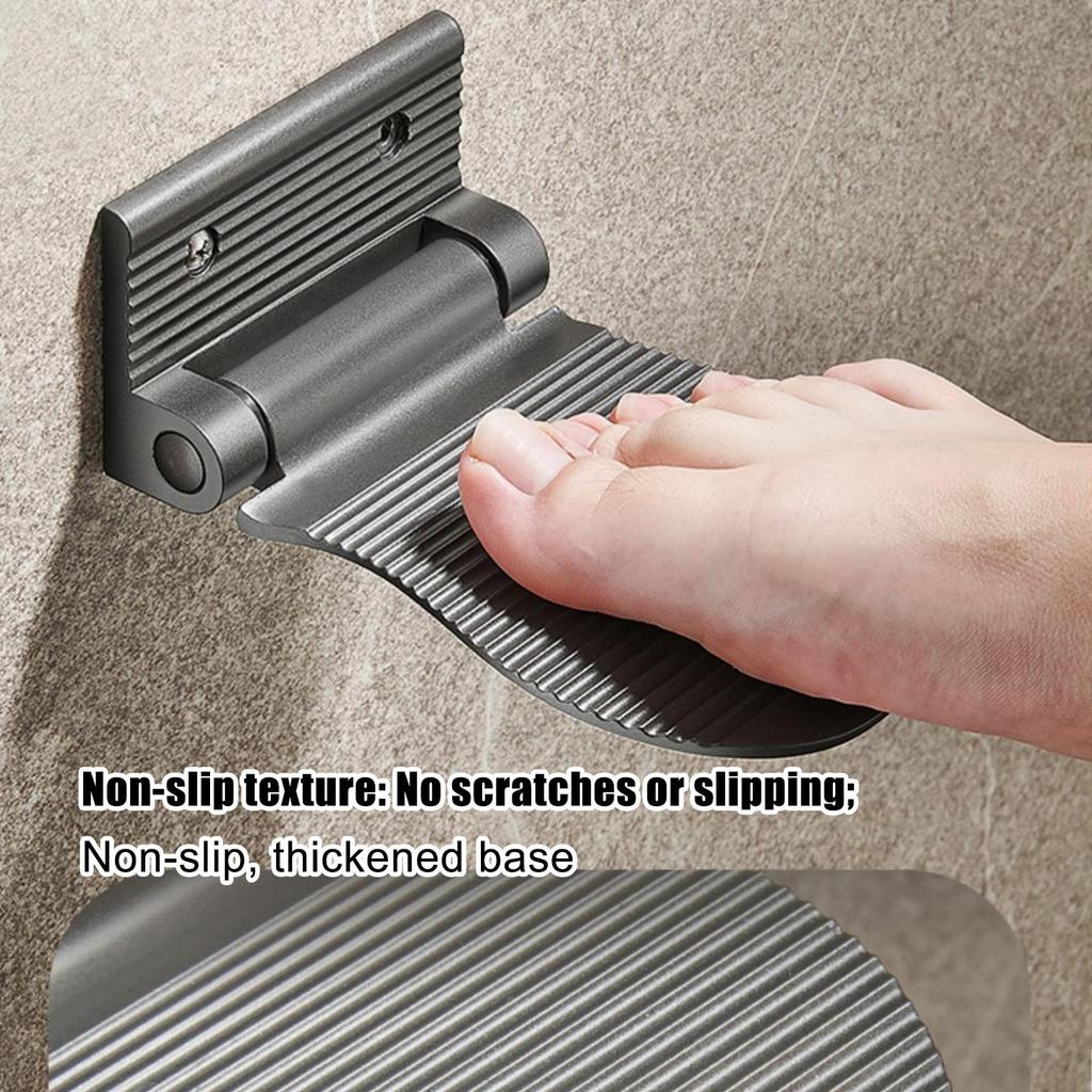 1pc Bathroom Footrest Shower Foot Rest Pedestal Pedal Foldable Wall Mounted Aluminium Alloy Shower Footstool Anti-slip