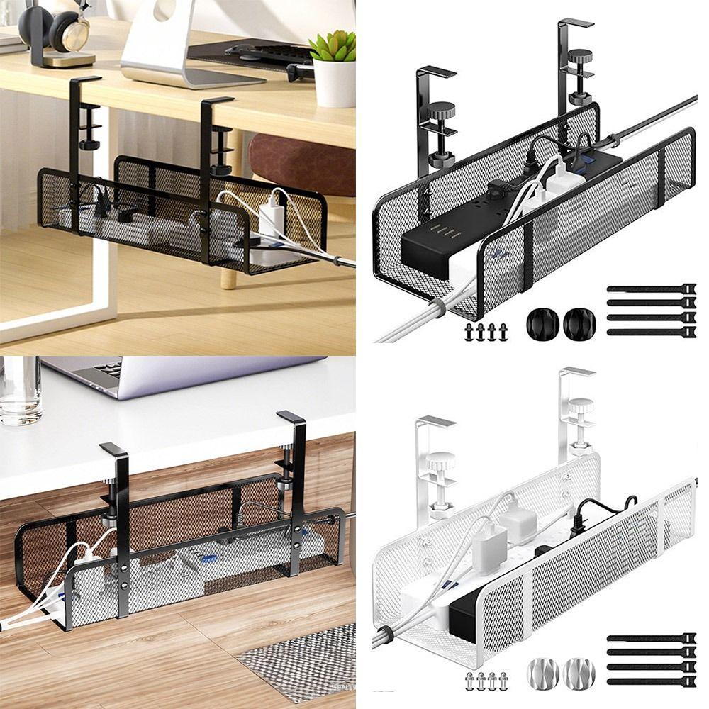 Easy Install Desk Cable Organizer Black White Under Table Cord Organizer  Computer Desk