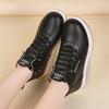Women's Black Sneakers Height Increase White Leather Boots Platform Casual High Top Thick Sole Elevator Shake Shoes for Students