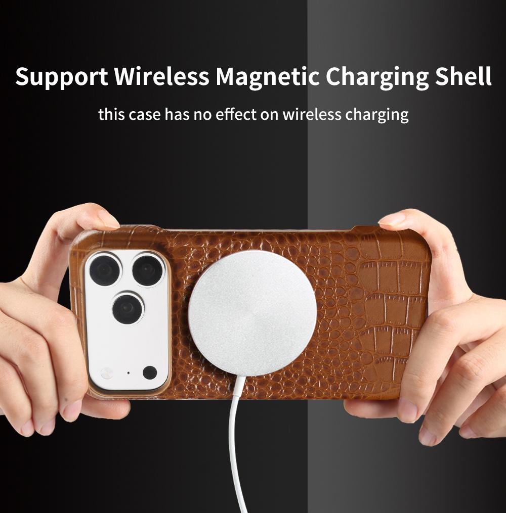 Real Leather Case Crocodile Pattern For iPhone 17 Pro max Air 16 pro 15 14 13 12 11 Luxury Wireless charging Protective Cover