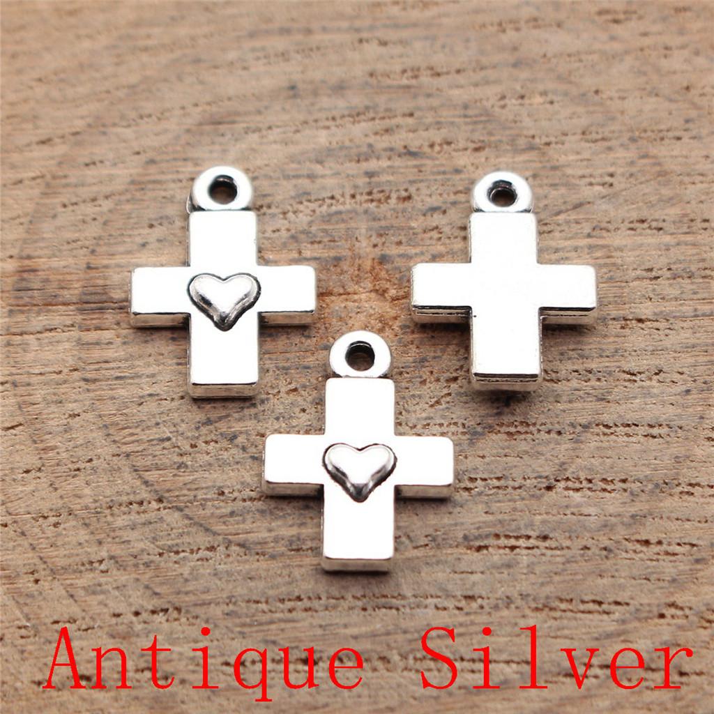 Heart Cross Shaped Charms Pendant For Bracelet Necklace Jewelry Making Craft Findings