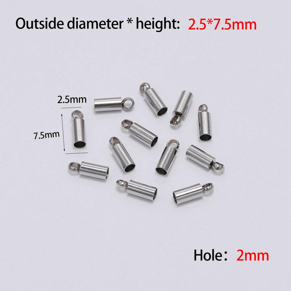 

10pcs/lot Stainless Steel End Tip Cap Fit 2-10mm Tassel Leather Cord End Crimp Caps For DIY Jewelry Making Bracelet Accessories