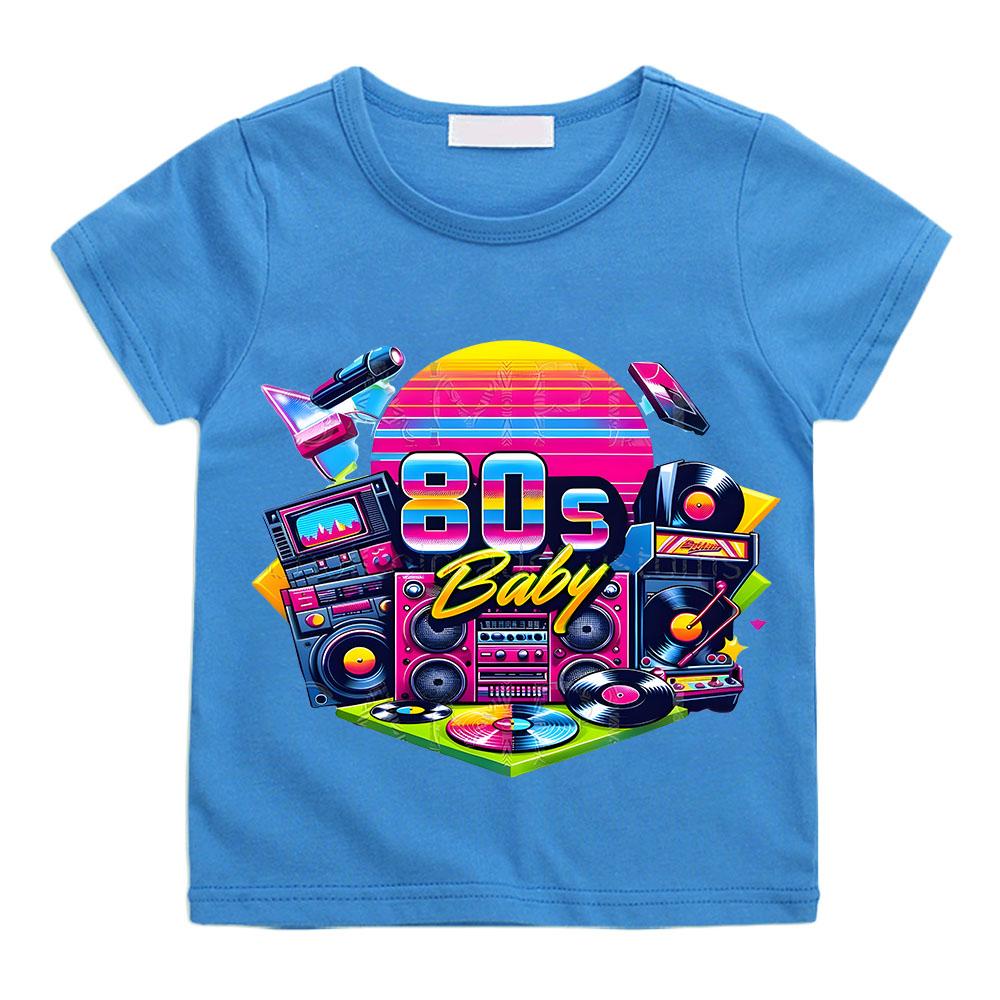 80'ler Bebek Müzik Baskılı Tişört Hip Hop Baskılı Çocuk Tişörtü Erkek Karikatür Kısa Kollu Bebek Kız Tişörtü Çocuk Giysileri Y2k