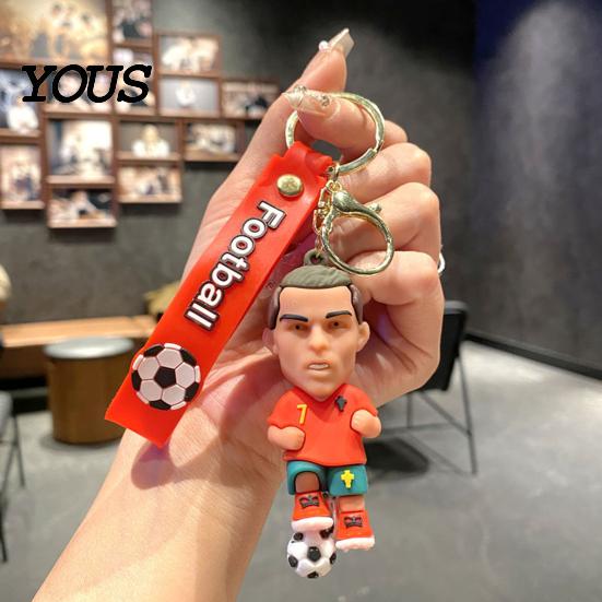 Keychain Charm Pendant, Football Star Figure Key Holder with Exquisite Craftsmanship Lanyard, Bag Pendant for Backpacks Handbags Cars Wallets