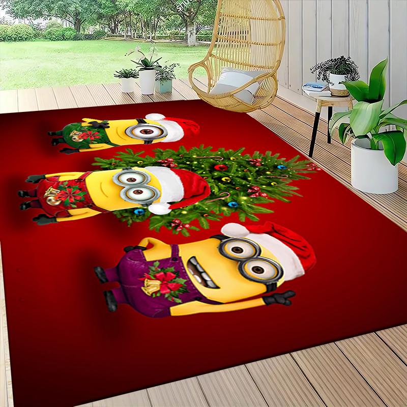 1Pc Christmas Minions Snowscape Carpet Rug Soft Washable Antislip Home Living Room Sofa Mats Personalized Christmas Rug