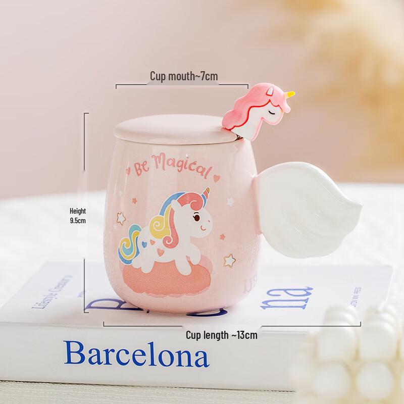 Children s Ceramic Cartoon Mug with Lid and Spoon