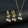 Light Luxury Crystal Zirconia Red Cherry Jewelry Set Earrings Necklace for Women Girls Sweet Jewelry Accessories Party Gifts