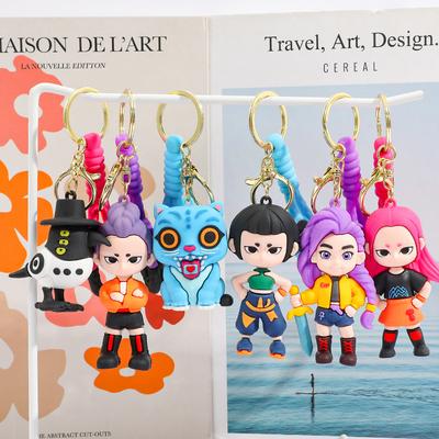 3D Printed Anime Movie Kpop Demon Hunters Girls Derpy Keychains Doll Cute Tiger Action Model Toy Collection Gifts