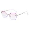 Fortschrittliche rahmenlose Lesebrille für Presbyopie Anti-Blaulicht Farbverlauf Rosa Ultra Glänzend 60016