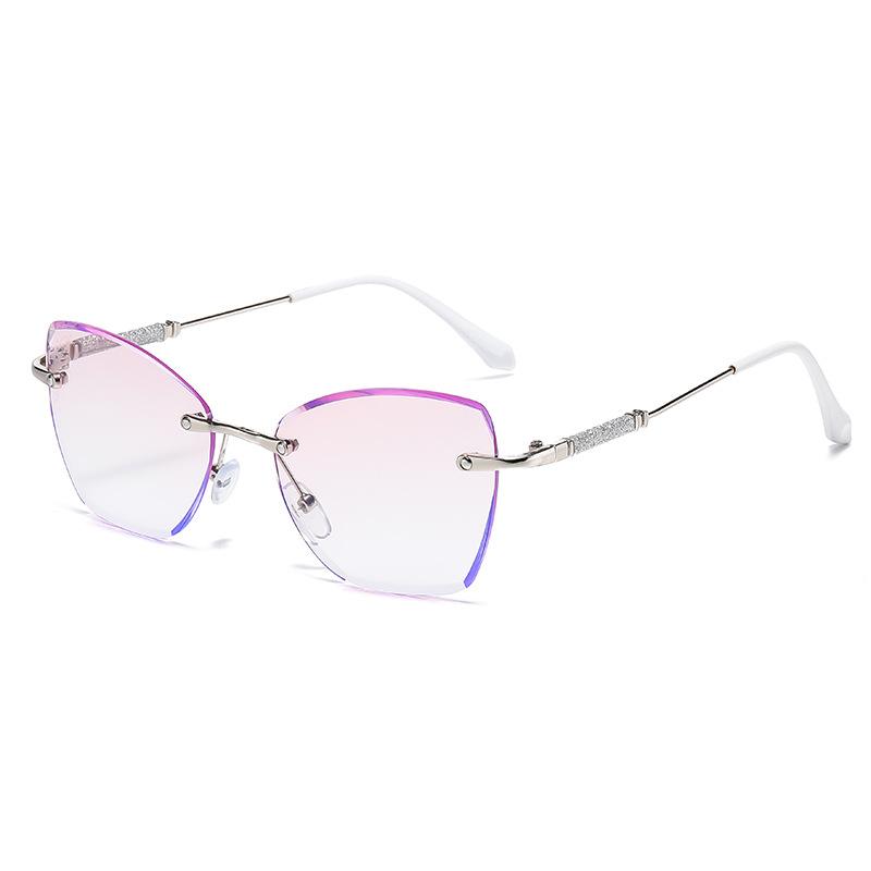 Fortschrittliche rahmenlose Lesebrille für Presbyopie Anti-Blaulicht Farbverlauf Rosa Ultra Glänzend 60016