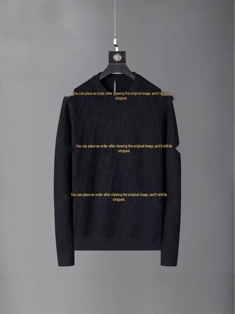 Pánský podzimní/zimní luxusní žakárový pletený svetr s potiskem písmena D