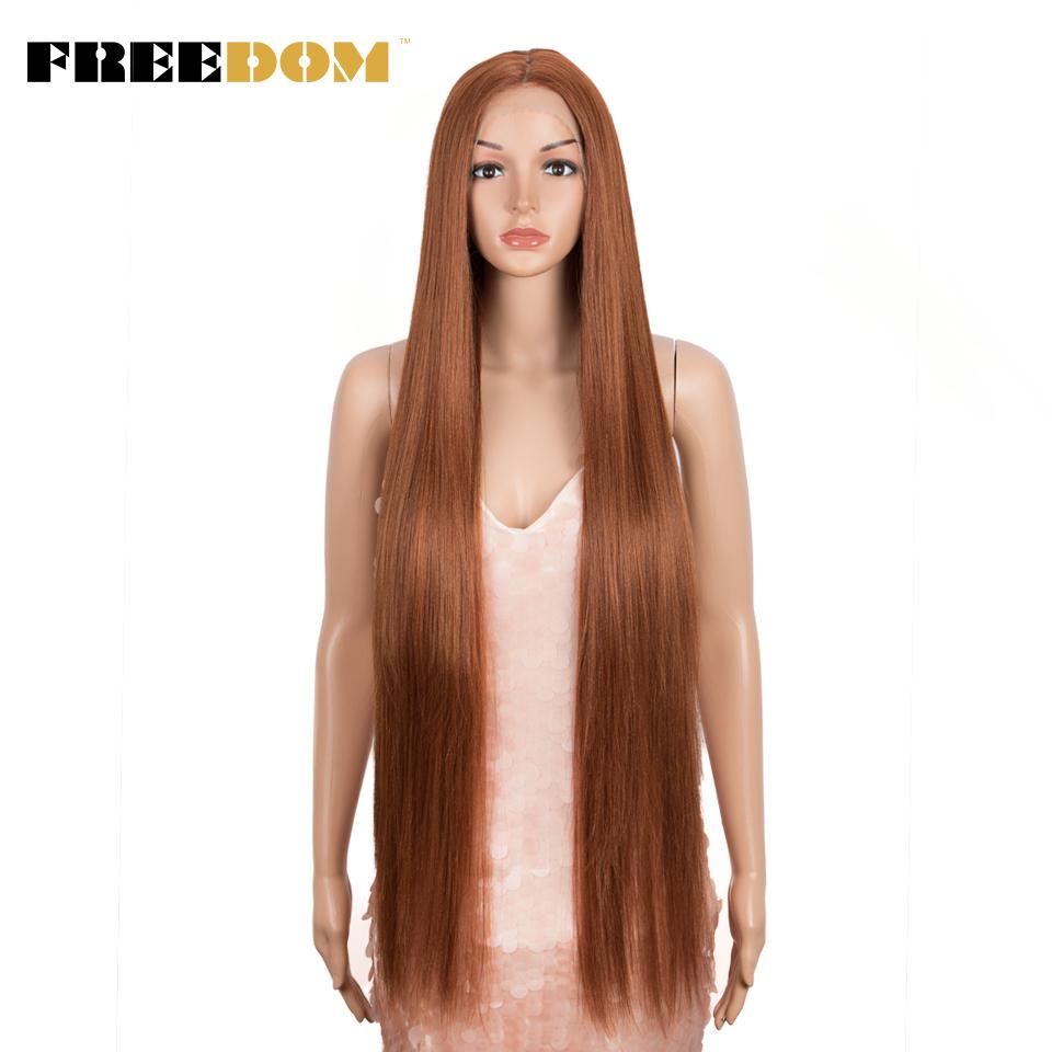 FREEDOM Synthetic Lace Wig 38 Inch Deep Part Long Straight Wig Ombre Pink Cosplay Wigs Synthetic Lace Front Wigs For Black Women