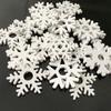 100Pcs Snowflake Pattern Wooden Scrapbooking White   Craft Decorative Pendant Supplies