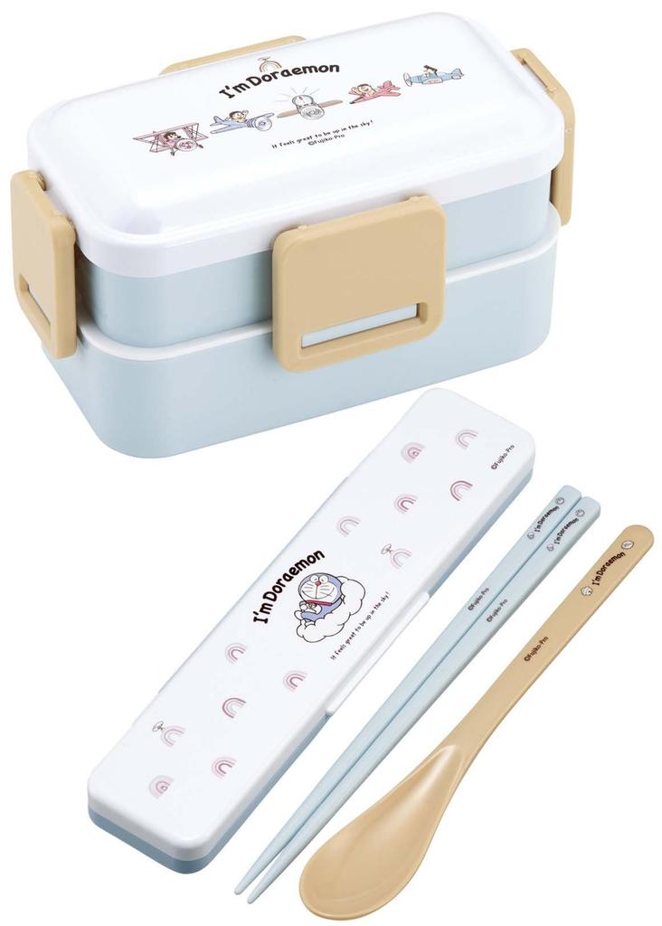 Skater Bento Doraemon Sky Sanrio Soft Made In Box, Walk, Design, 600ml, Antibacterial, Filling, Dome-Shaped Lid, Two-Tier, Women's, Japan, PFLW4AG-A