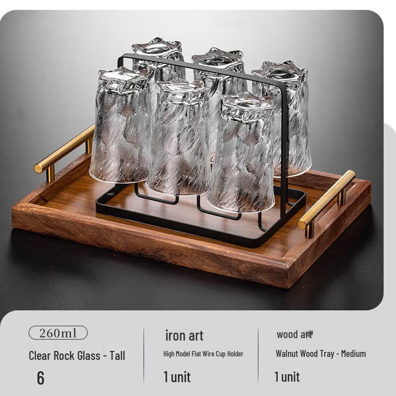 Retro Embossed Glacier Glass Cup Set