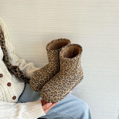Super gutaussehende modische Schneestiefel mit Leopardenmuster für Damen, Winterleder, Samt, warm, 2025 neu, rutschfest, dicksohlige Damenstiefel