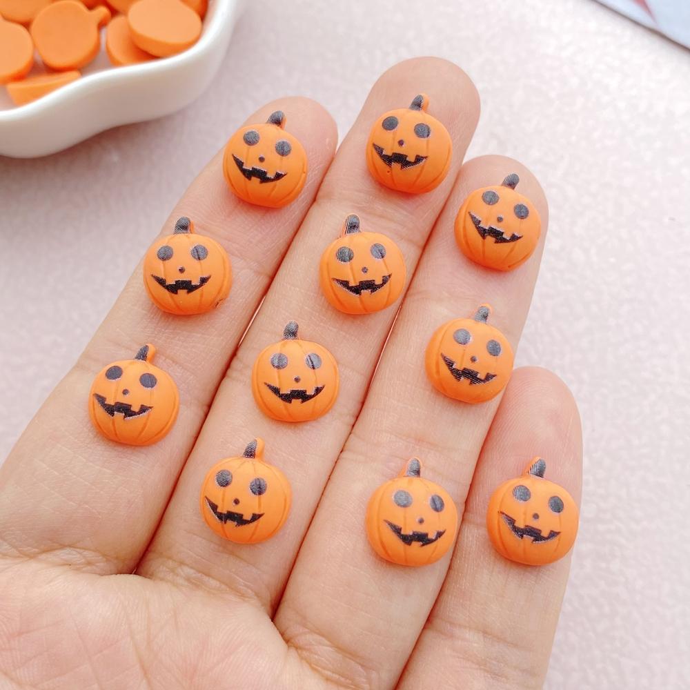 30Pcs New Cute Resin Halloween Pumpkin, Ghost, Cat Series Flat Back Ornament Jewelry Making Manicure Hairwear Accessories