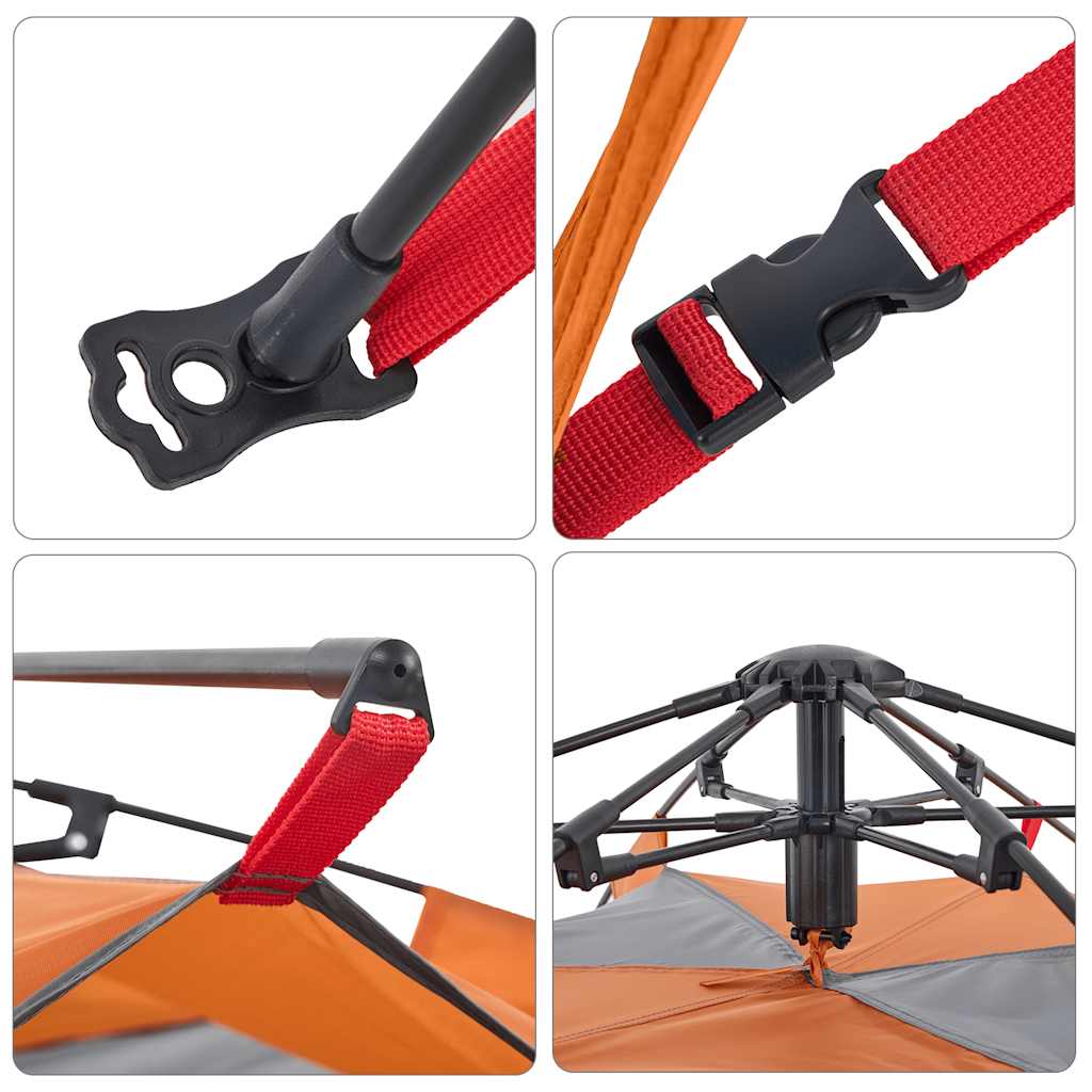 Dome Camping Tent for 5 Persons Gray and Orange Quick Release System