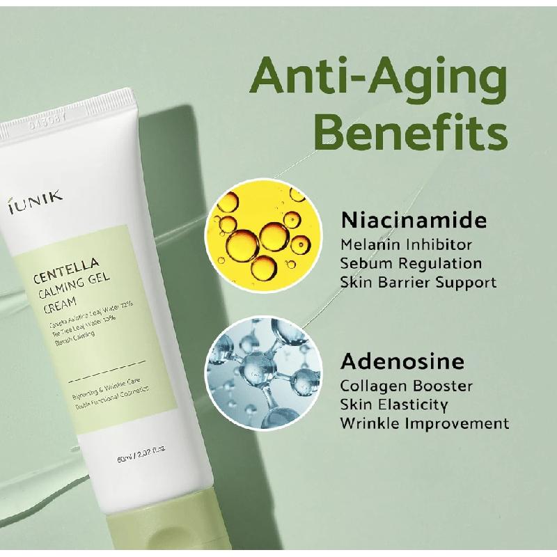 iUNIK Centella 70% Calming Gel Cream 60ml, Vegan Non-Sticky Moisturizing Blemish