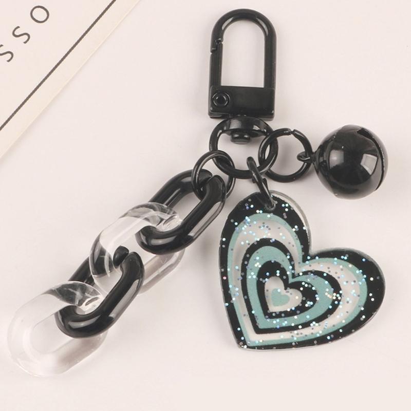 Sweet Acrylic Heart Pendant Keychain Link Chain Keyring for Purse,Handbag, Bag