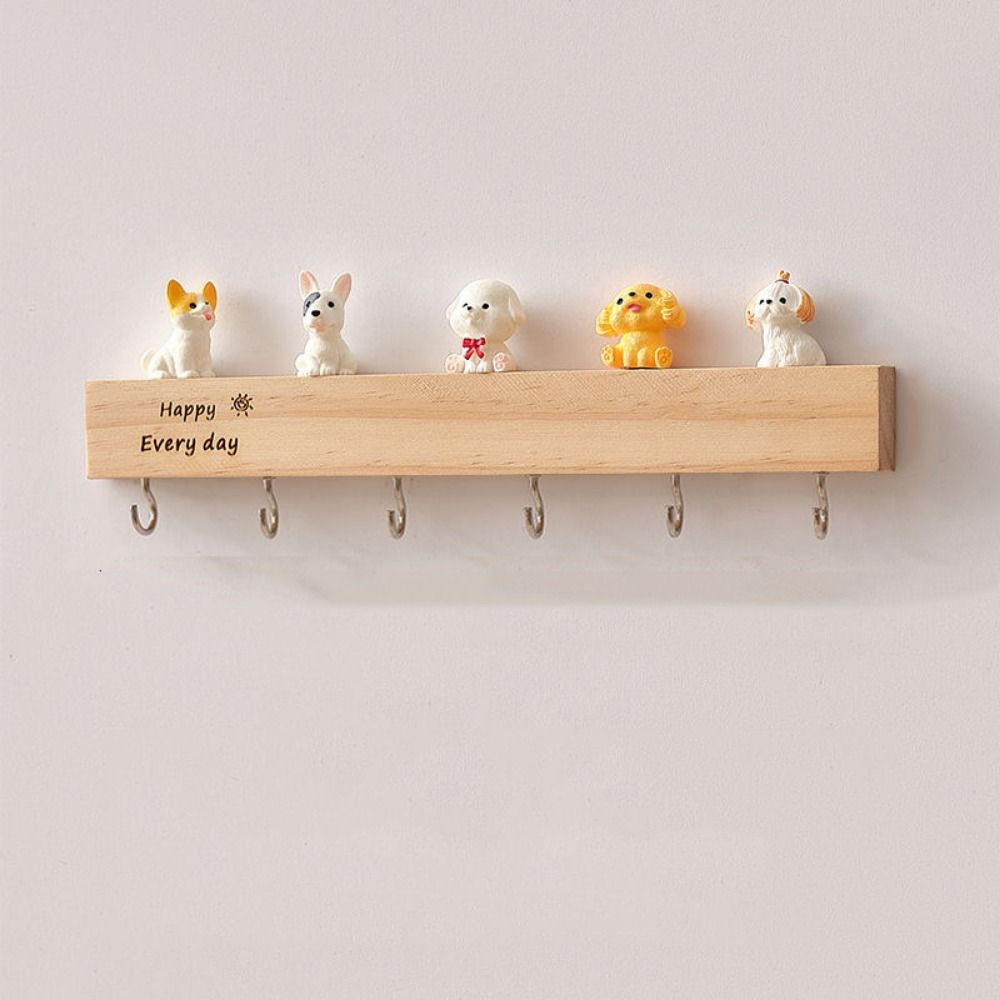Creative Wooden Key Rack with Cute ornament Clothes Coat Hooks Door Hooks Hanger  Home