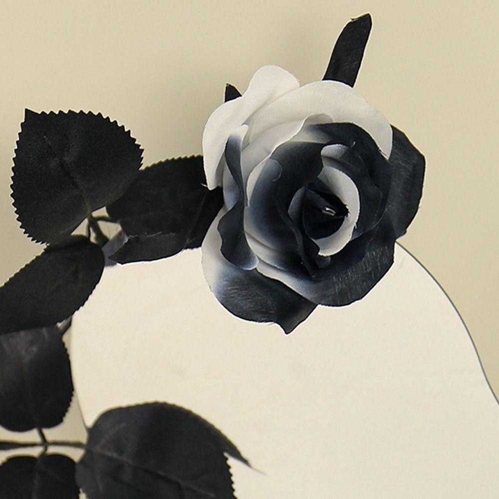 Black White Faux Flowers Soft Silk Simulation Flowers Bridal Wedding Bouquet