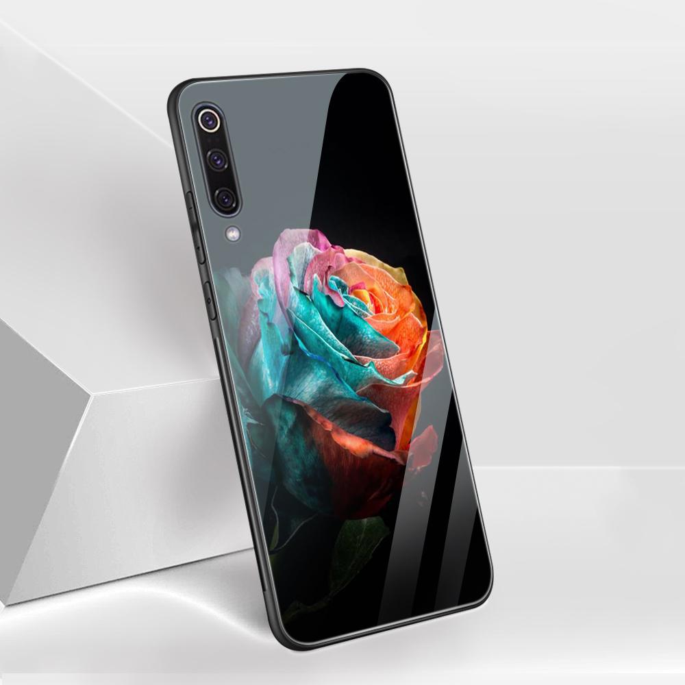 Capa de vidro com flor de rosa para Xiaomi Redmi Note 12 11 8 9 10 7 8A 10 9S 9C 10C Note 10 Pro 11T Pro Poco X3 F3 Mi 10 Pro Funda Capa
