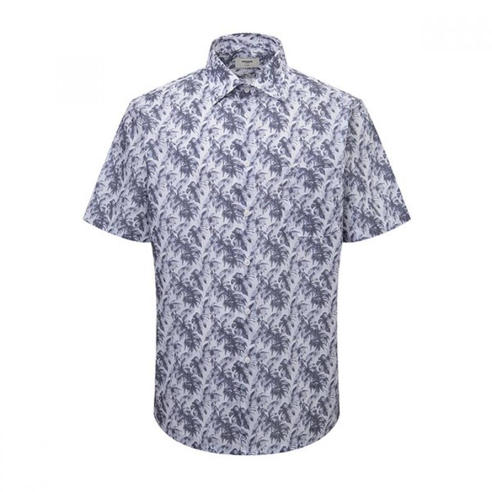 

Renoma Ink Painting Leaf Print Short Sleeve Shirt [rpusg1278 Gy] 110