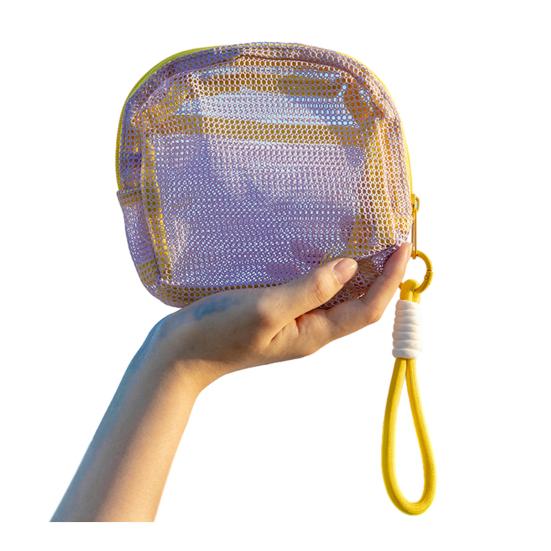 Cosmetic Storage Bag Breathable Mesh Design Compact Organizer with Lanyard Portable Bag for Toiletries Makeup