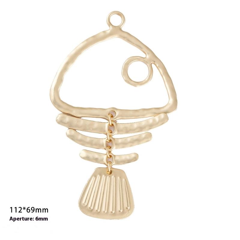 

Matte Golden Large Fishbone Punk Pendant Bohemia Long Chain Necklace Jewellery Gift For Woman as the picture