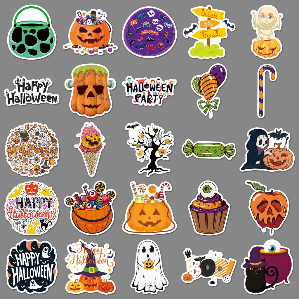 50 Halloween Graffiti Stickers Personalized Cartoon Horror Festival Decoration Mobile Phone Case Water Cup Creative Stickers
