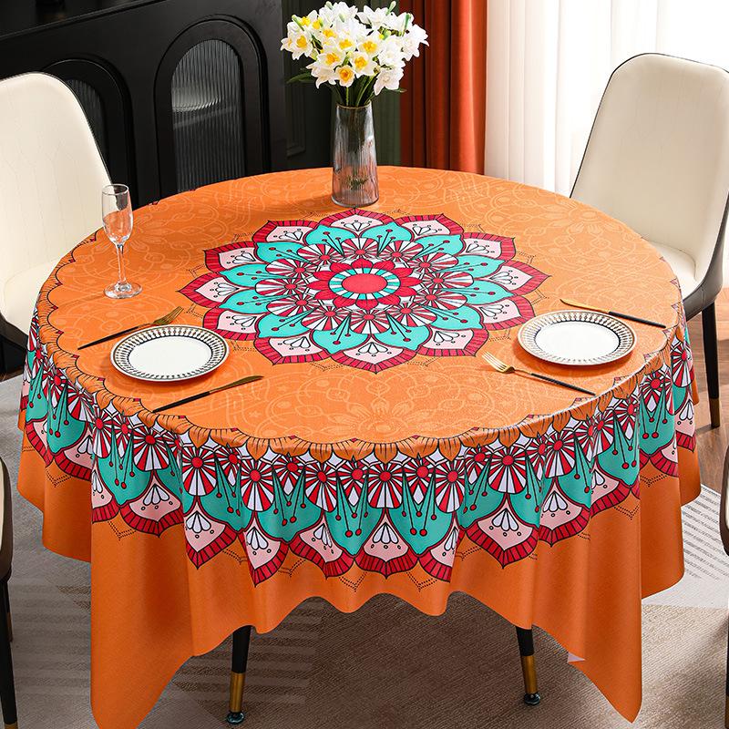 Light Luxury Simple 180Cm Large Round Tablecloth Waterproof, Oil-Proof And Anti-Scalding Pvc Dining Table Mat Hand-Painted Tablecloth