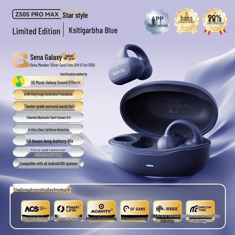 Sanag Z50 ProMax Bluetooth Air Conduction Sport Clip-on Wireless Earbuds