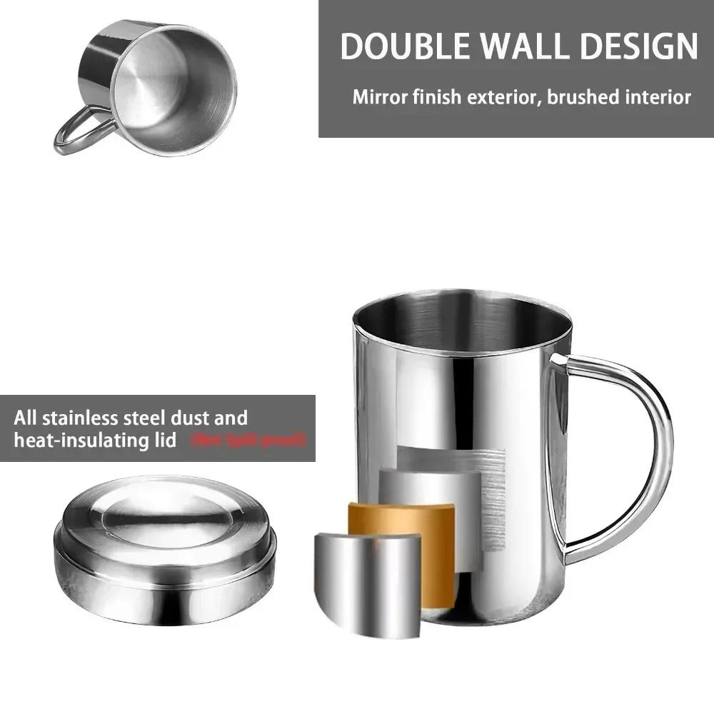 300/400ml Stainless Steel Mug with Handle Suitable for Thermal Coffee Office Portable Water Cup Camping Metal Water Cup