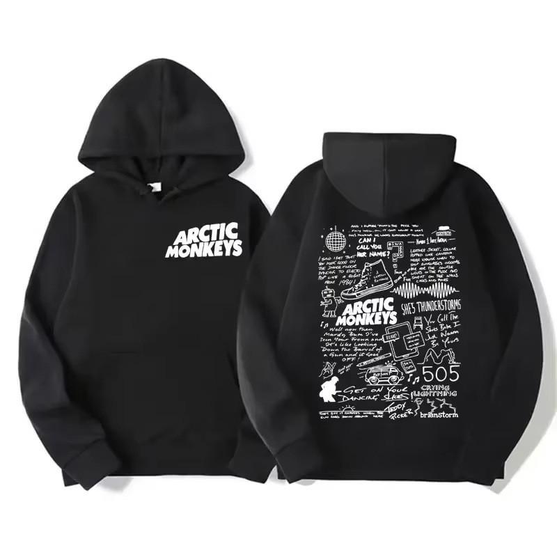 Męska bluza z kapturem Y2K Retro Arctic Monkeys Czarna - Bluza z nadrukiem albumu Hip Hop