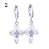 Women's Luxury Cubic Zirconia Dangle Drop Cross Hoop Earrings Banquet Jewelry