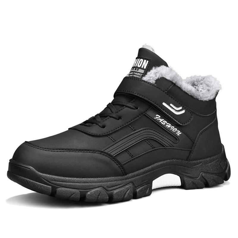 

Мужские водонепроницаемые уличные ботинки Зимние теплые Популярная обувь Мужские замшевые Повседневные Снежные Плюшевые Теплые Ботинки Кожаные Ботинки для Ходьбы Охота 48 чёрный
