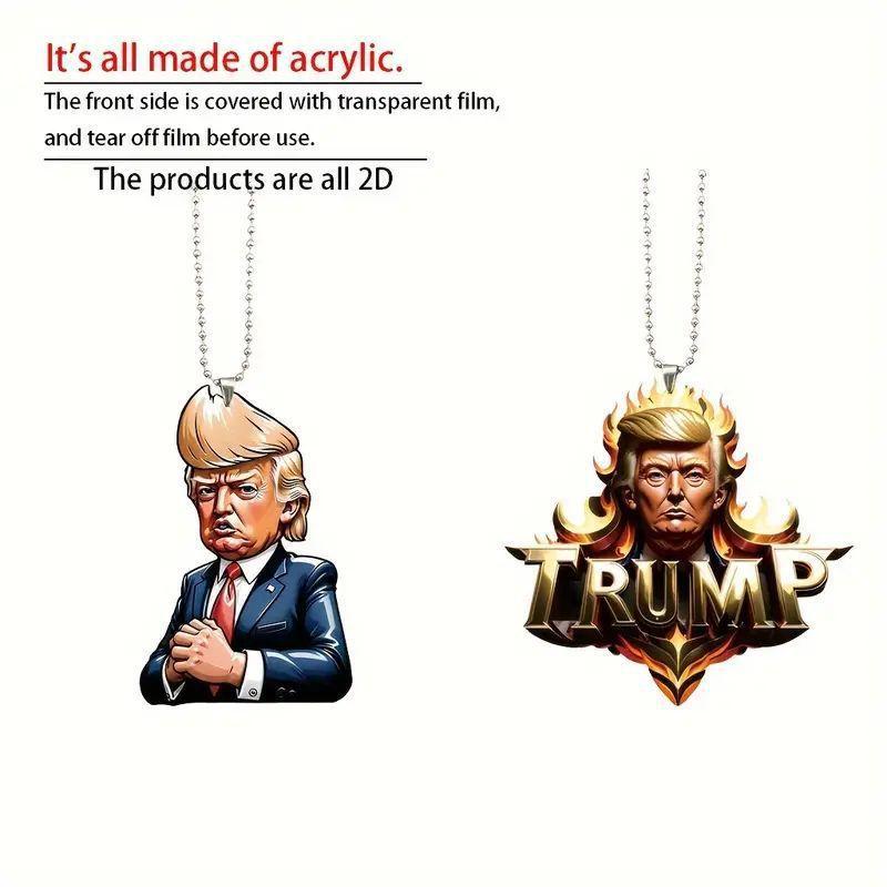Neuer Trump-Acrylanhänger, flacher Autoinnenrückspiegel, Ornamente, Anhänger, Schlüsselanhänger