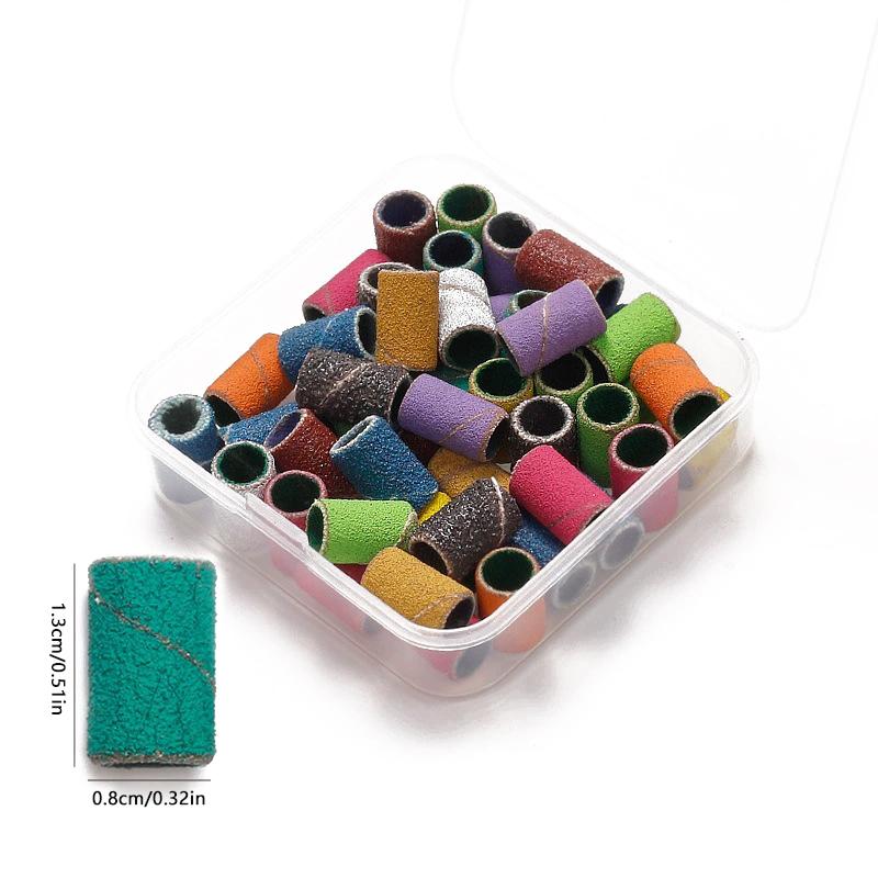 Colorful Mixed Nail Sanding Ring Bands Grit Electric Manicure Drill Grinding Heads Uv Gel Polish Removal Exfoliator Tools