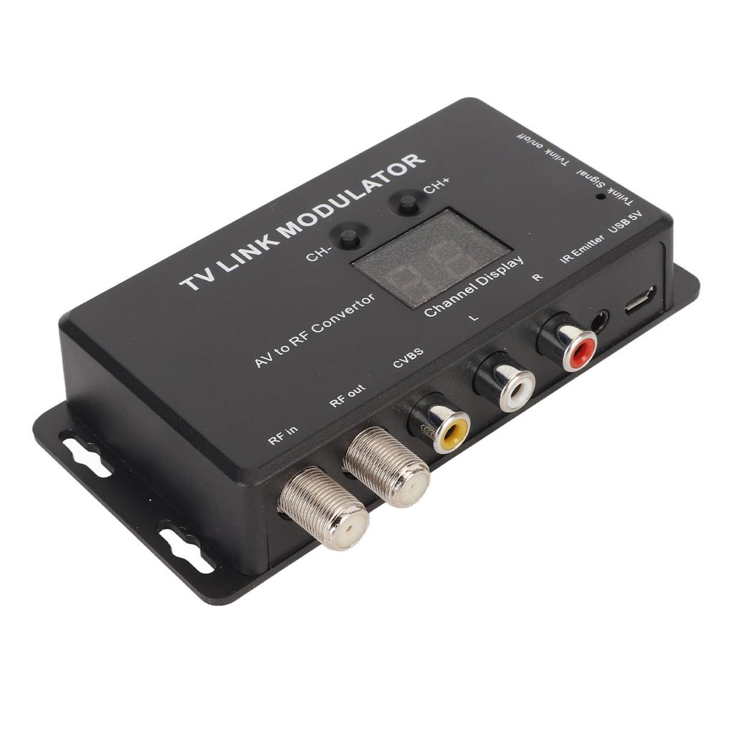 TV Link Modulator Adjustable Support PAL NTSC AV To RF Converter with USB Charge Cable for A V Source Set Top Boxes