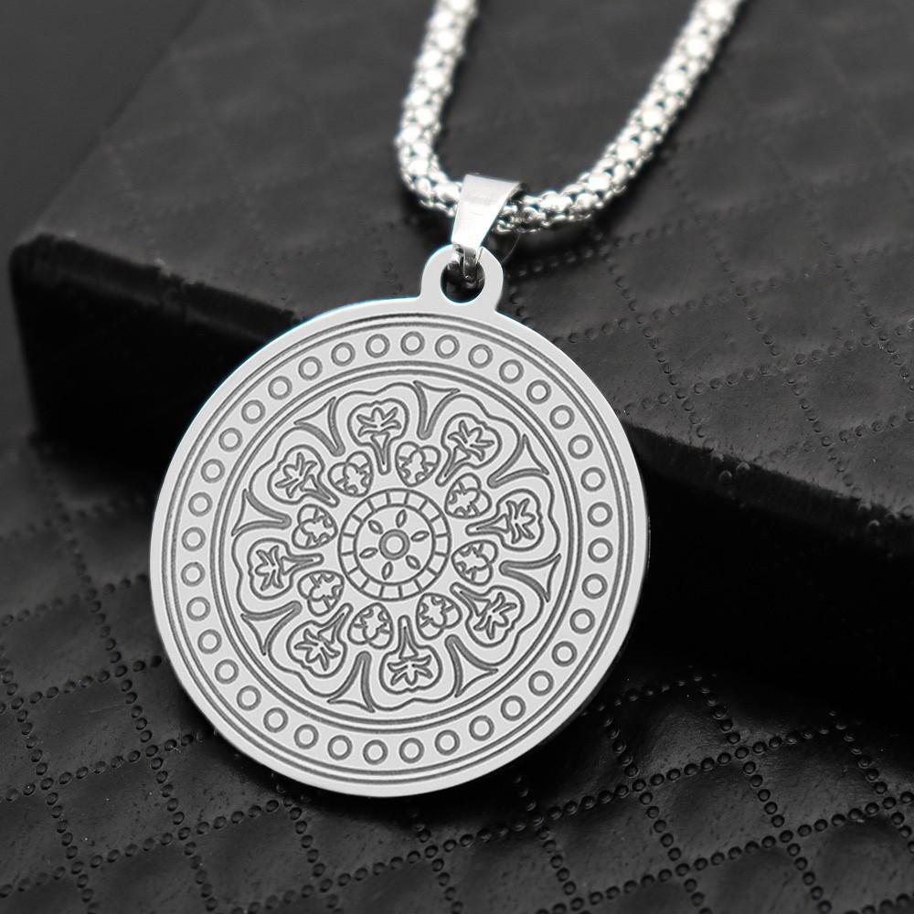 Fashion New Mandala Pendant Simple Mandala Flower Pendant Men's Trend Necklace