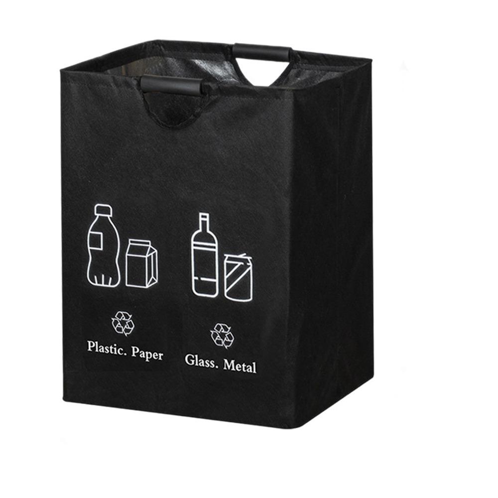 Folding Design Waste Trash Sorting Organizer Large Capacity Kitchen Trash Can  Recycling Style A чёрный