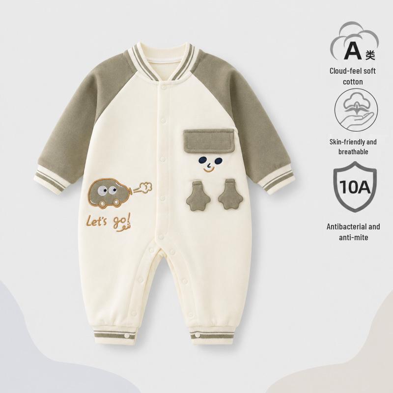 Nation's Top-Selling: Antibacterial Cotton Baby Bodysuit for Spring & Autumn - Long Sleeve, Perfect for Crawling & Home Wear.