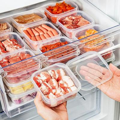 12 Pcs 350ml Refrigerator Food Storage Box with Lid Frozen Meat Fresh-keeping Box Superimposed Organizadore Storage Containers