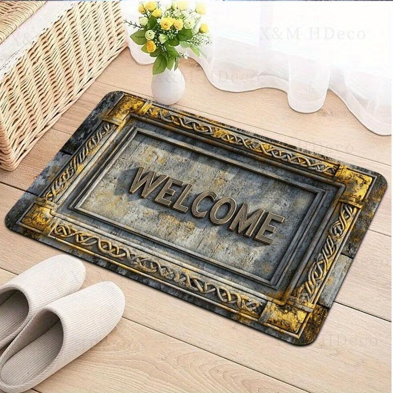 1PC Welcome Pattern Kitchen Rug Non-Slip Door Mat Pop Design Bathroom Rug Bath Mat Carpet for Home Sink Laundry Ecoreeree