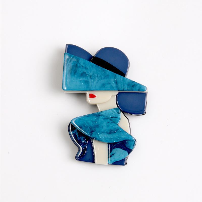 

Core Blue Modern Hat Girl Брошь Pin Акриловые Внешняя Торговля Корсаж Аксессуары Одежда
