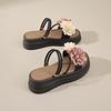 Internet celebrity flower flip-flops women, summer new clipped feet beach thick-bottomed cool slippers, small slippers