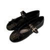 Genuine Leather Korean Version of Niche Round Head Shallow Mouth Bow with Mary Jane Single Shoes Women's Spring and Autumn Flat Ballet Shoes